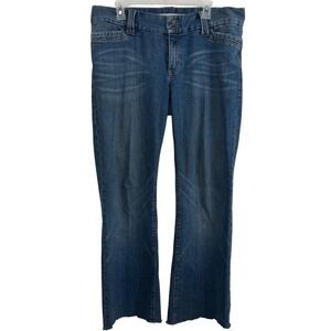 GAP Curvy Ultra Low Rise Jeans 14R Blue Denim‎ Bootcut Raw Hem